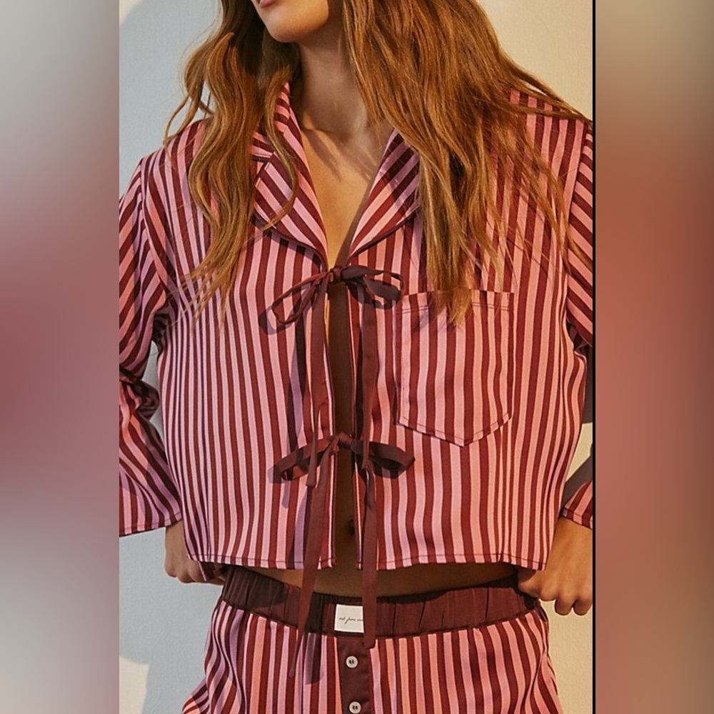 Out From Under Satin Tie-Front PJ Top